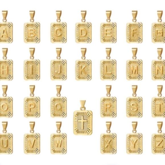 22” Womans Gold Initial Letter Necklace - Picture 4 of 14